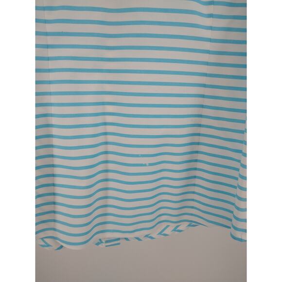 Chico's Shirt 1 M No Iron Box Striped Long Sleeve Button‎ Down Cotton Blue White - Picture 13 of 15